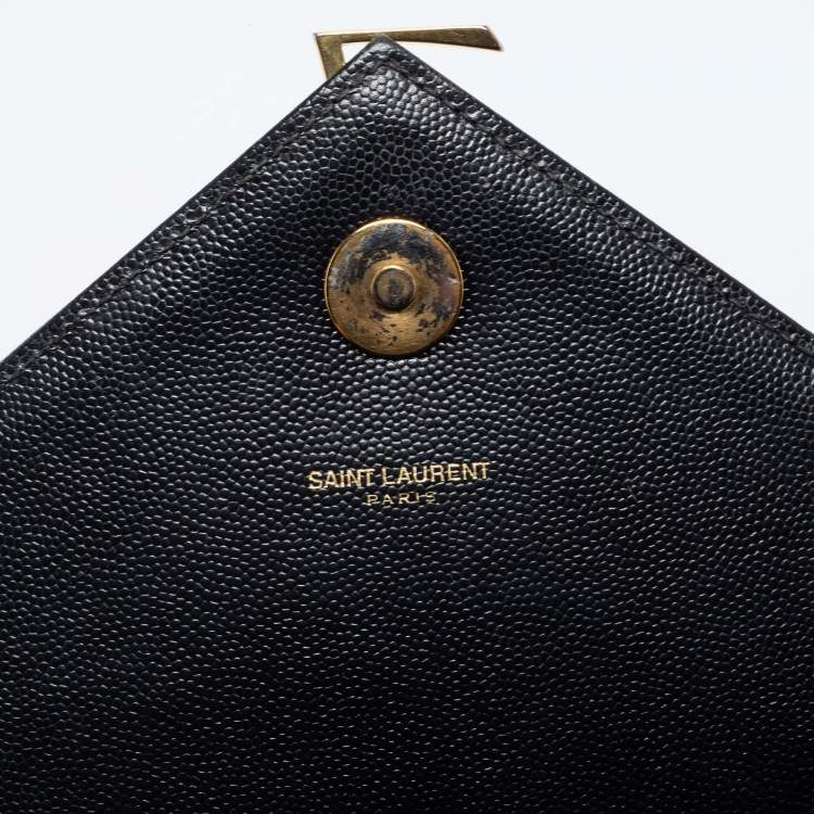 Pre Owned Saint Laurent Black Leather Large Envelope Shoulder Bag