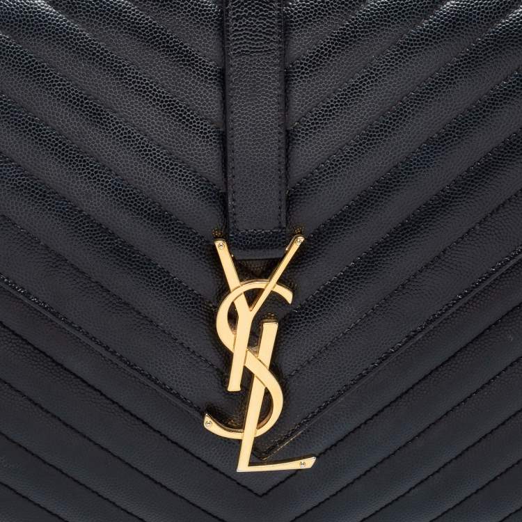 Pre Owned Saint Laurent Black Leather Large Envelope Shoulder Bag