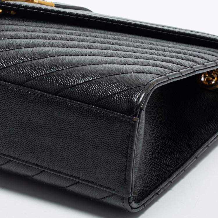 Pre Owned Saint Laurent Black Leather Large Envelope Shoulder Bag