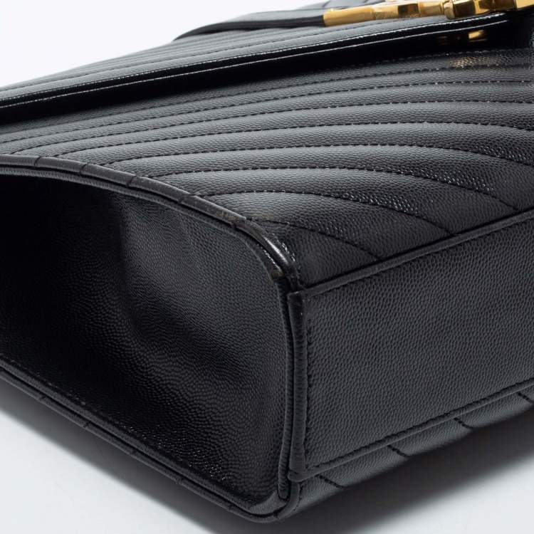 Pre Owned Saint Laurent Black Leather Large Envelope Shoulder Bag