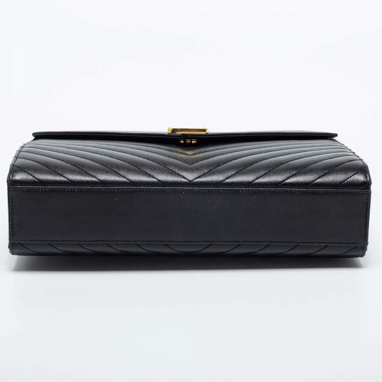 Pre Owned Saint Laurent Black Leather Large Envelope Shoulder Bag