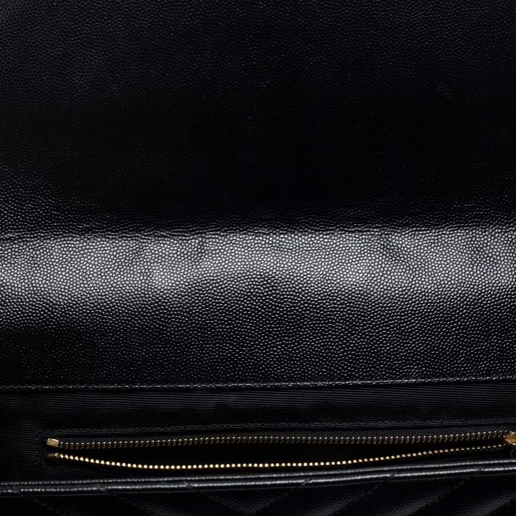 Pre Owned Saint Laurent Black Leather Large Envelope Shoulder Bag