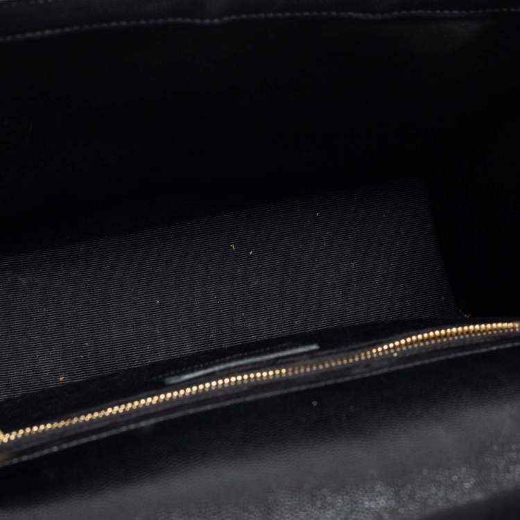 Pre Owned Saint Laurent Black Leather Large Envelope Shoulder Bag