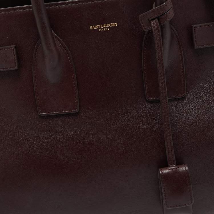 Pre Owned Saint Laurent Burgundy Leather Baby Classic Sac De Jour Tote