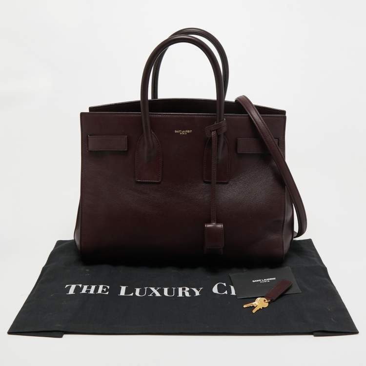 Pre Owned Saint Laurent Burgundy Leather Baby Classic Sac De Jour Tote