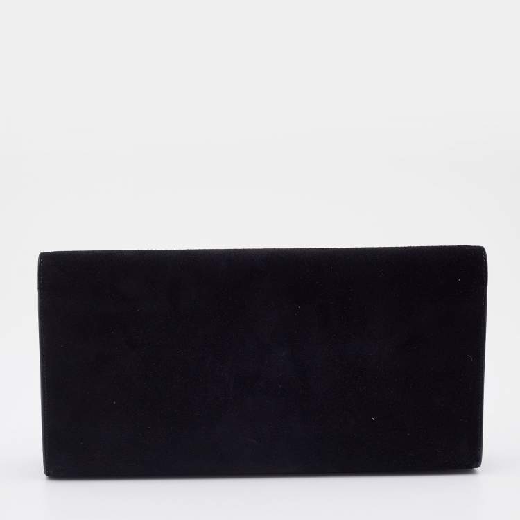 Pre Owned Saint Laurent Black Suede Kate Tassel Clutch