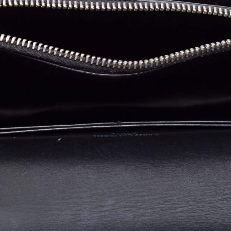 Pre Owned Saint Laurent Black Croc Embossed Leather Small Sunset Shoulder Bag