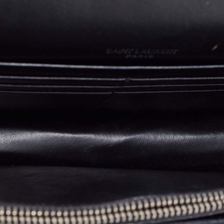 Pre Owned Saint Laurent Black Croc Embossed Leather Small Sunset Shoulder Bag