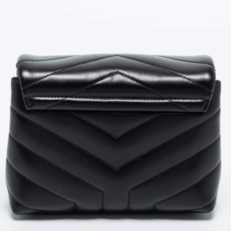 Pre Owned Saint Laurent Black Matelassé Leather Toy Loulou Crossbody Bag