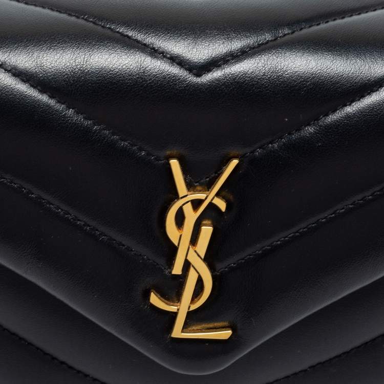 Pre Owned Saint Laurent Black Matelassé Leather Toy Loulou Crossbody Bag