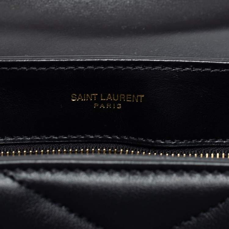 Pre Owned Saint Laurent Black Matelassé Leather Toy Loulou Crossbody Bag