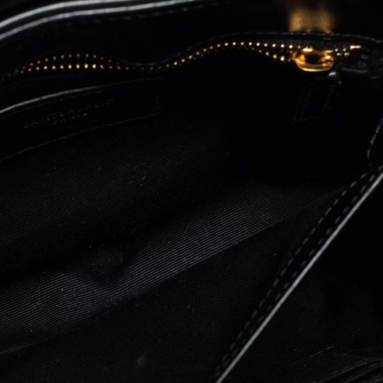 Pre Owned Saint Laurent Black Matelassé Leather Toy Loulou Crossbody Bag