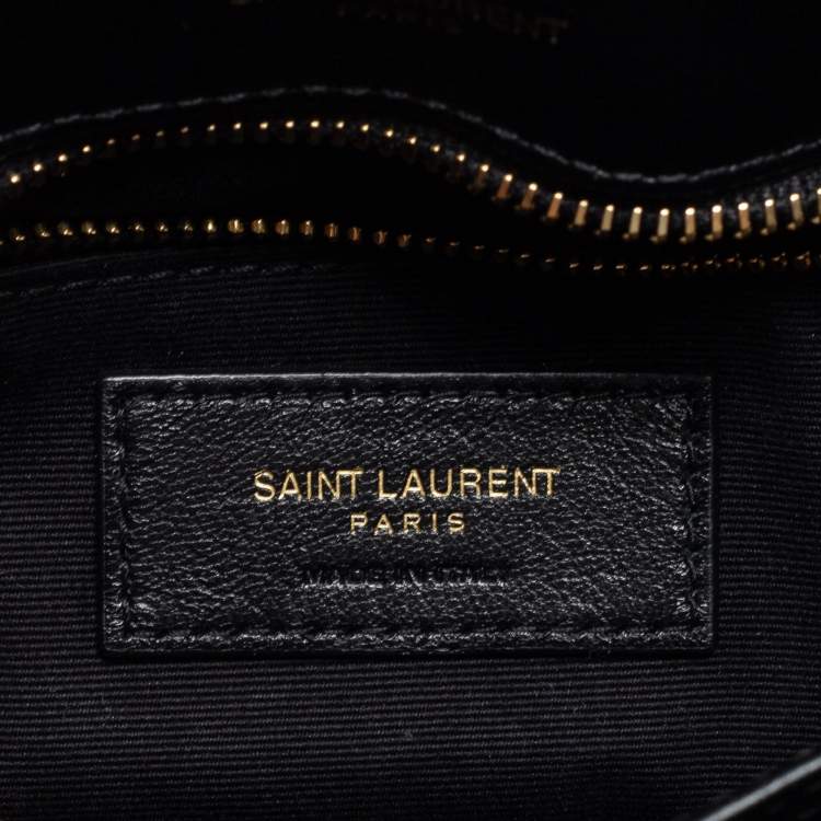 Pre Owned Saint Laurent Black Matelassé Leather Toy Loulou Crossbody Bag