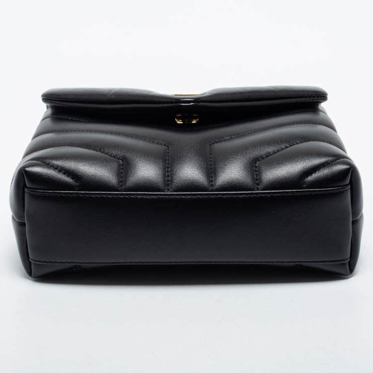 Pre Owned Saint Laurent Black Matelassé Leather Toy Loulou Crossbody Bag