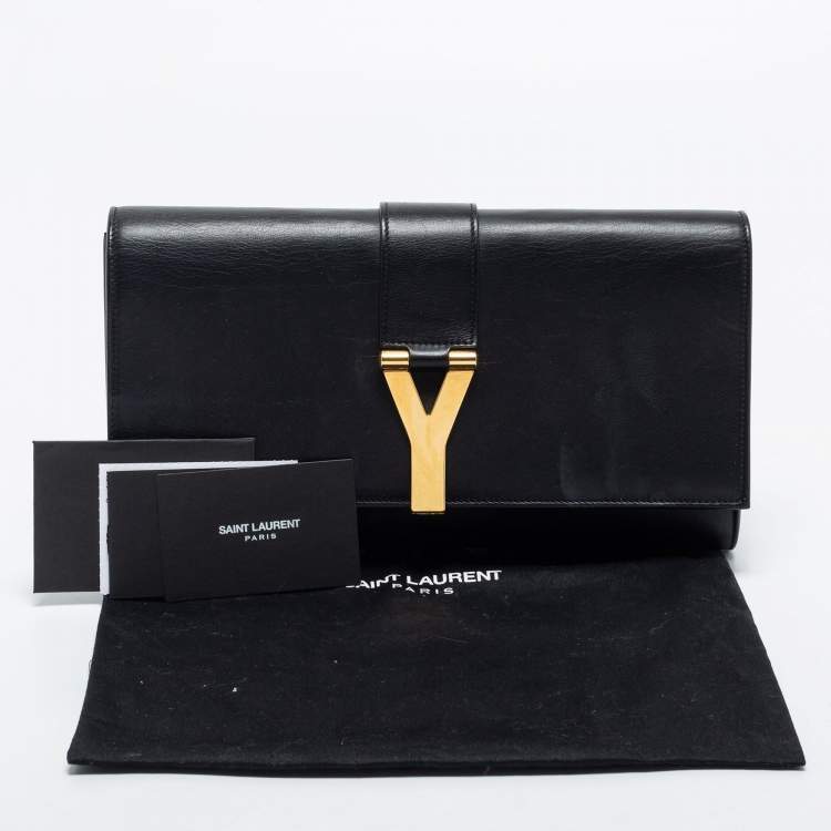 مملوكة مسبقًا Saint Laurent  Black Leather Ligne Y Clutch