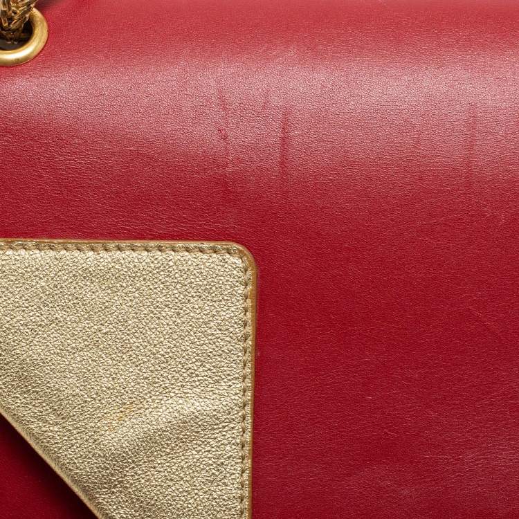 Pre Owned Saint Laurent Red/Gold Leather Medium Betty Shoulder Bag