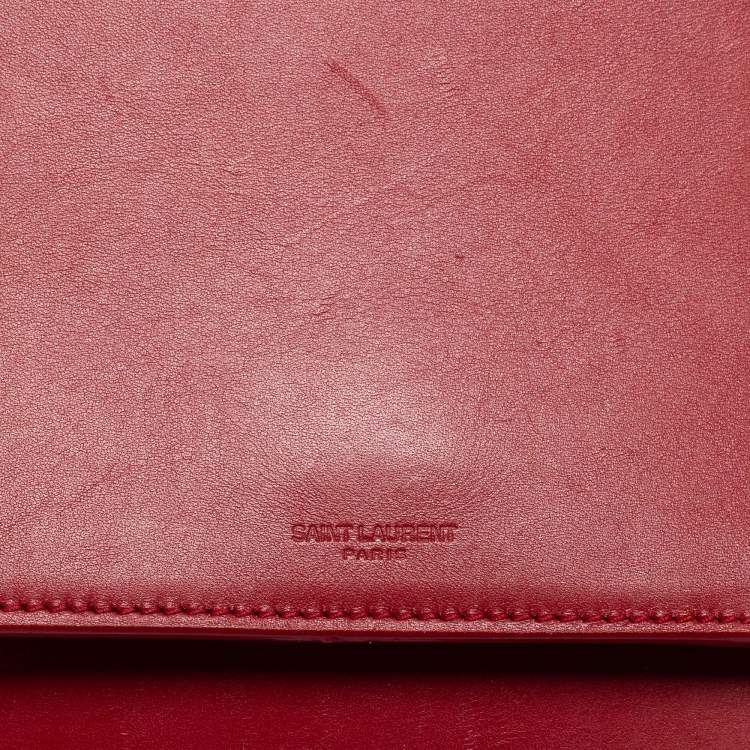 Pre Owned Saint Laurent Red/Gold Leather Medium Betty Shoulder Bag
