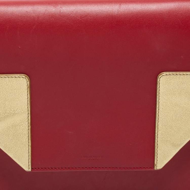 Pre Owned Saint Laurent Red/Gold Leather Medium Betty Shoulder Bag