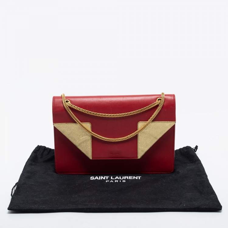Pre Owned Saint Laurent Red/Gold Leather Medium Betty Shoulder Bag