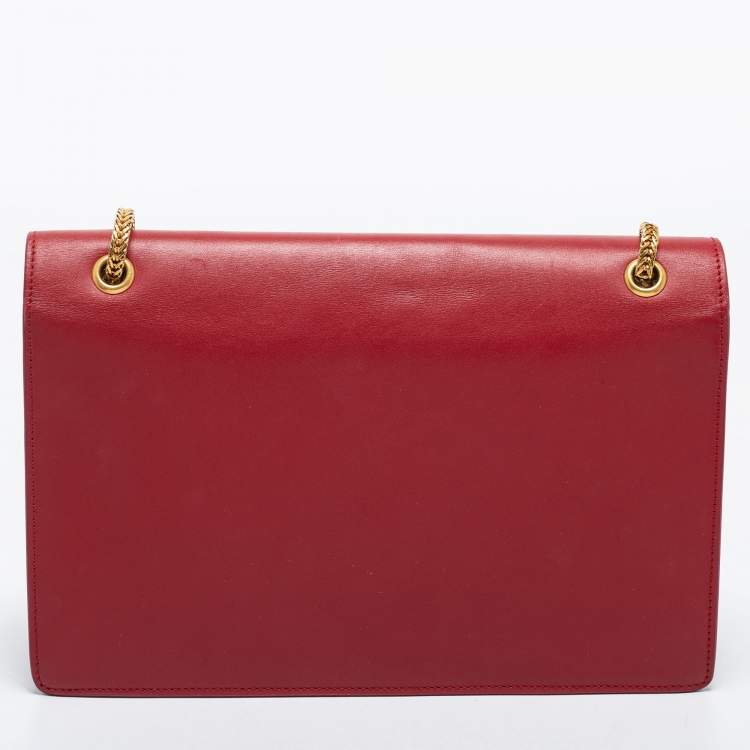 Pre Owned Saint Laurent Red/Gold Leather Medium Betty Shoulder Bag