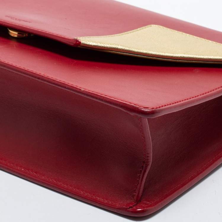 Pre Owned Saint Laurent Red/Gold Leather Medium Betty Shoulder Bag