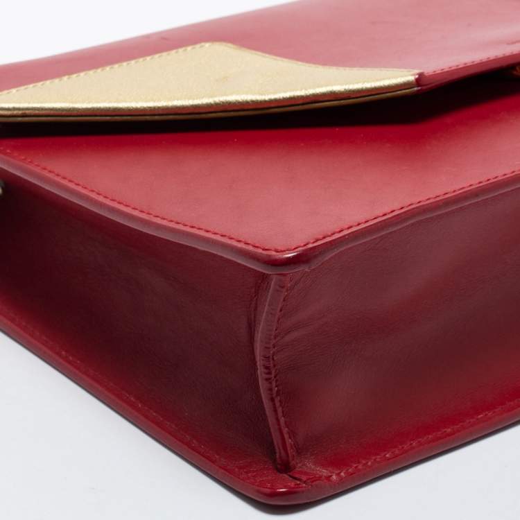 Pre Owned Saint Laurent Red/Gold Leather Medium Betty Shoulder Bag