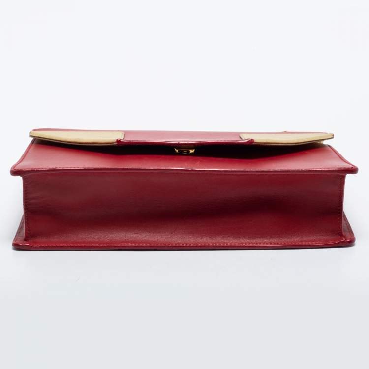 Pre Owned Saint Laurent Red/Gold Leather Medium Betty Shoulder Bag