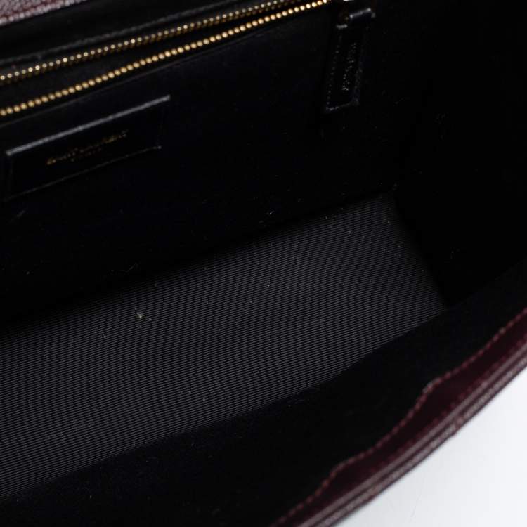 Pre Owned Saint Laurent Burgundy Matelassé Leather Large Monogram Envelope Shoulder Bag