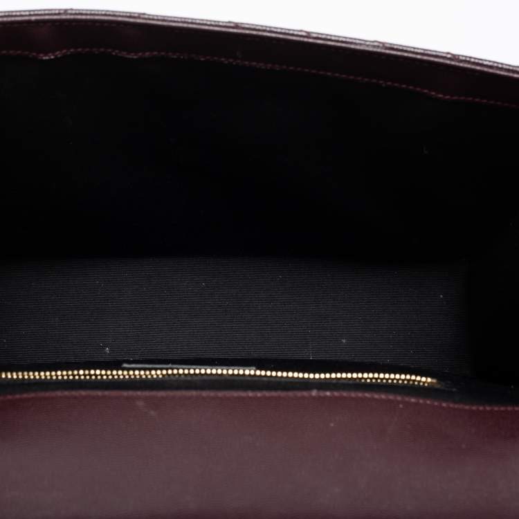 Pre Owned Saint Laurent Burgundy Matelassé Leather Large Monogram Envelope Shoulder Bag