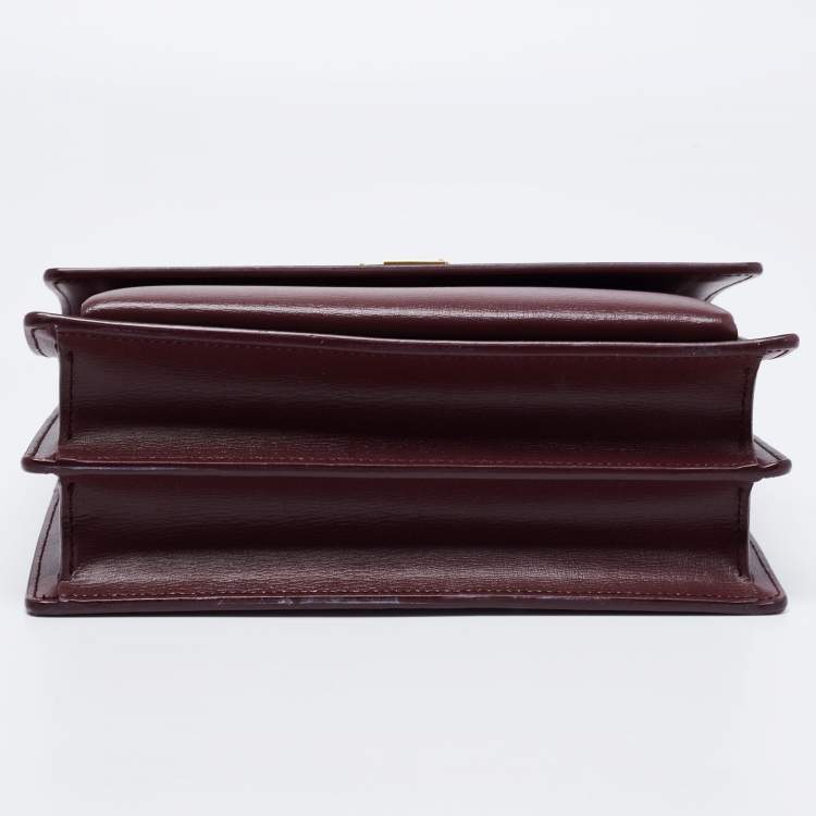 Pre Owned Saint Laurent Burgundy Leather Medium Sunset Shoulder Bag