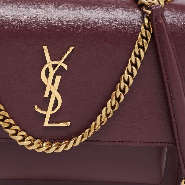 Pre Owned Saint Laurent Burgundy Leather Medium Sunset Shoulder Bag