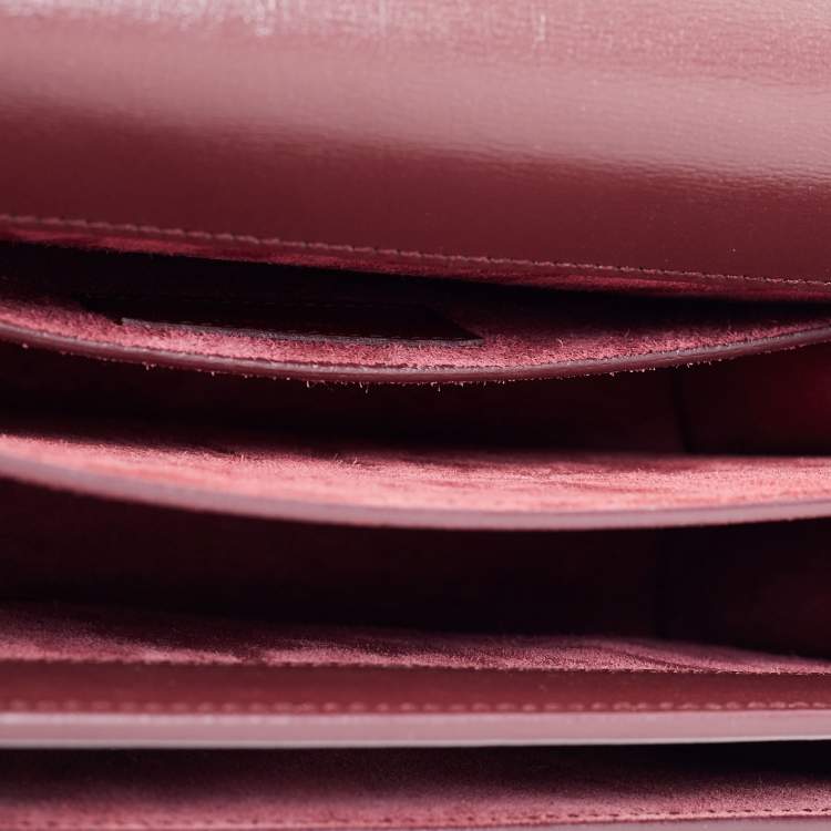 Pre Owned Saint Laurent Burgundy Leather Medium Sunset Shoulder Bag