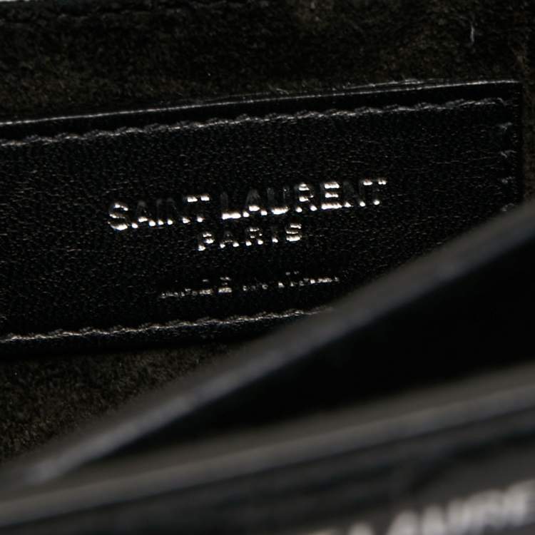 Pre Owned Saint Laurent Black Croc Embossed Leather Large Sunset Shoulder Bag