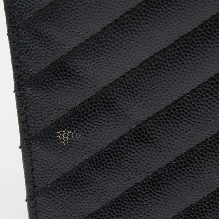 Pre Owned Saint Laurent Black Matelasse Leather Large Monogram Envelope Shoulder Bag