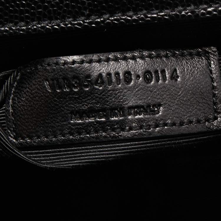 Pre Owned Saint Laurent Black Matelasse Leather Large Monogram Envelope Shoulder Bag