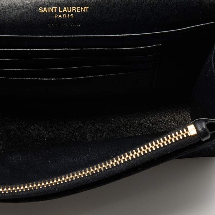 Pre Owned Saint Laurent Black Velvet and Leather Kate Belt Bag