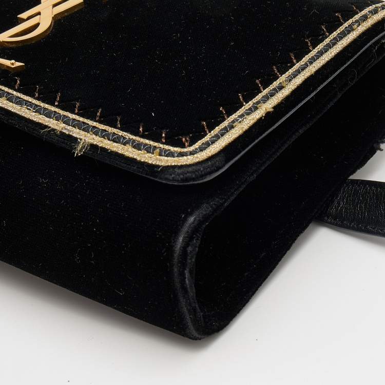 Pre Owned Saint Laurent Black Velvet and Leather Kate Belt Bag