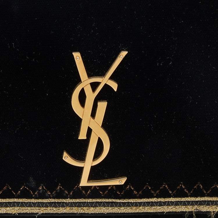 Pre Owned Saint Laurent Black Velvet and Leather Kate Belt Bag