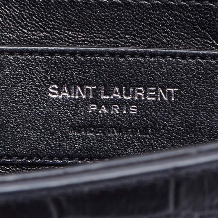 مملوكة مسبقًا Saint Laurent Black Croc Embossed Leather Medium Kate Chain Crossbody Bag