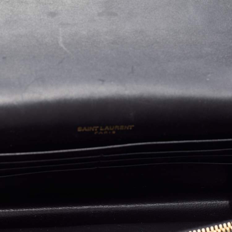 Pre Owned Saint Laurent Black Leather Kate Wallet on Chain