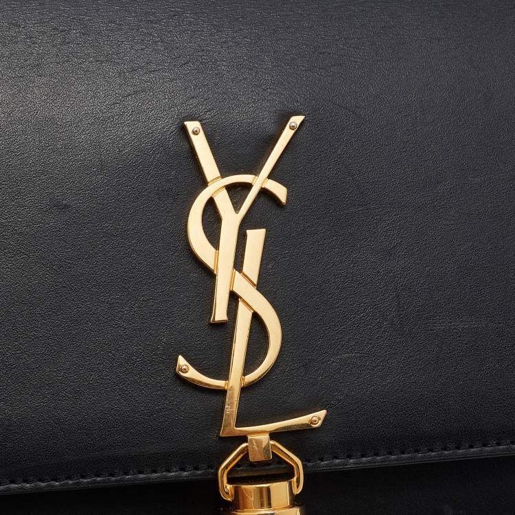 Pre Owned Saint Laurent Black Leather Kate Wallet on Chain