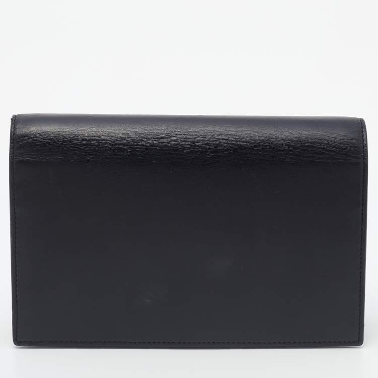 Pre Owned Saint Laurent Black Leather Kate Wallet on Chain