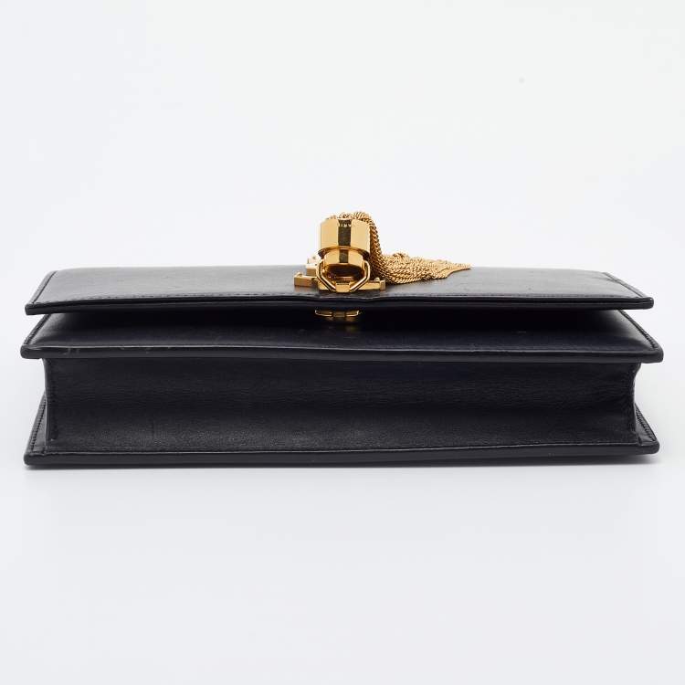 Pre Owned Saint Laurent Black Leather Kate Wallet on Chain