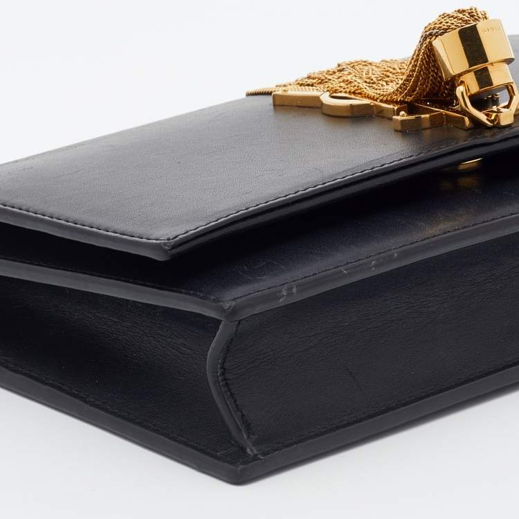 Pre Owned Saint Laurent Black Leather Kate Wallet on Chain