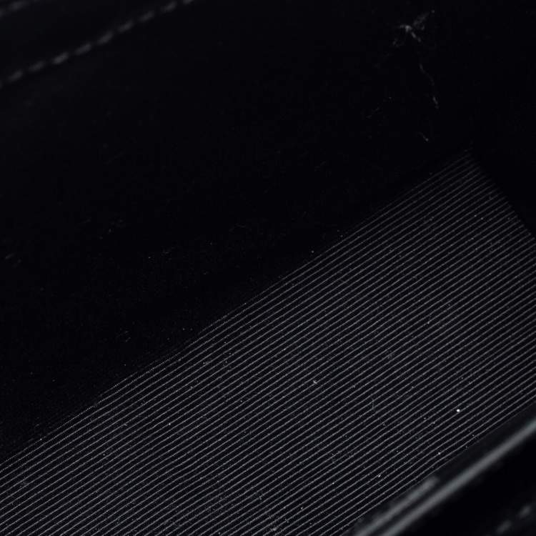Pre Owned Saint Laurent Black Croc Embossed Leather Medium Kate Tassel Shoulder Bag