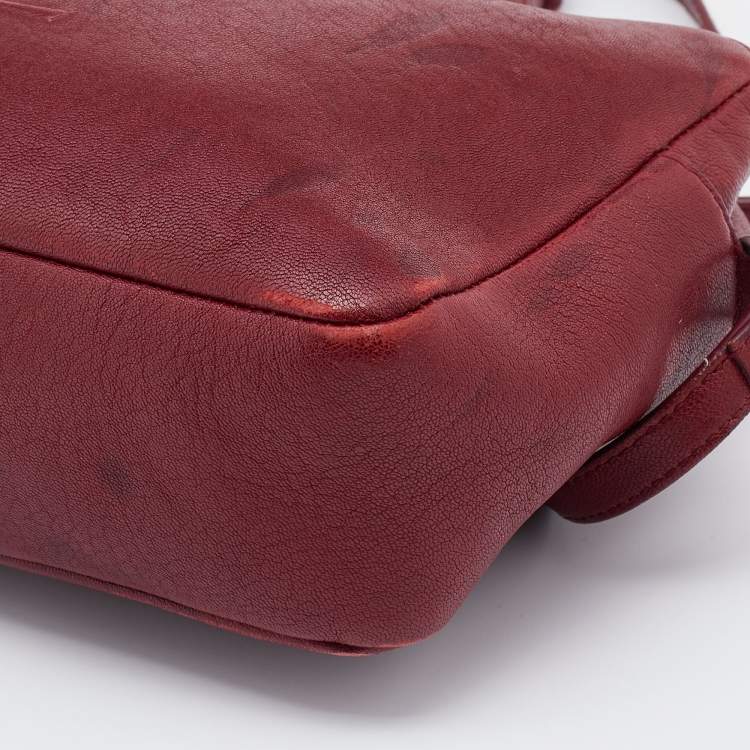 Pre Owned Saint Laurent Red Leather Small Monogram Lou Camera Bag