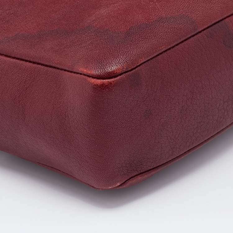 Pre Owned Saint Laurent Red Leather Small Monogram Lou Camera Bag