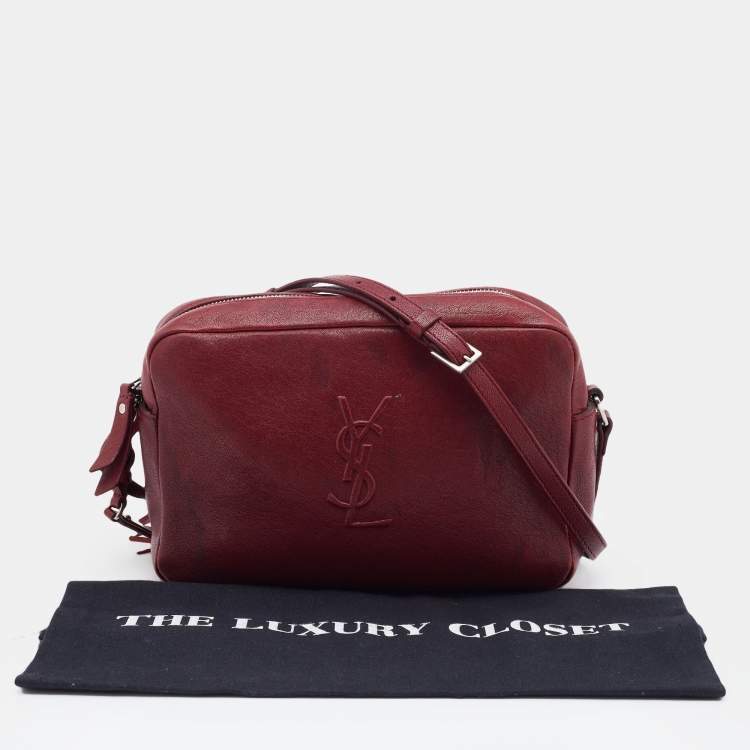 Pre Owned Saint Laurent Red Leather Small Monogram Lou Camera Bag