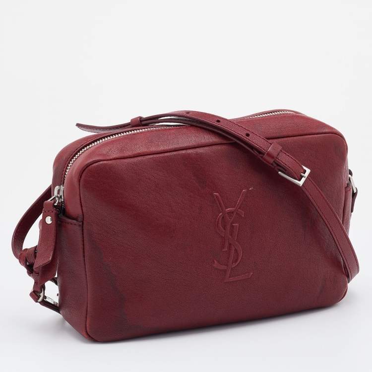 Pre Owned Saint Laurent Red Leather Small Monogram Lou Camera Bag