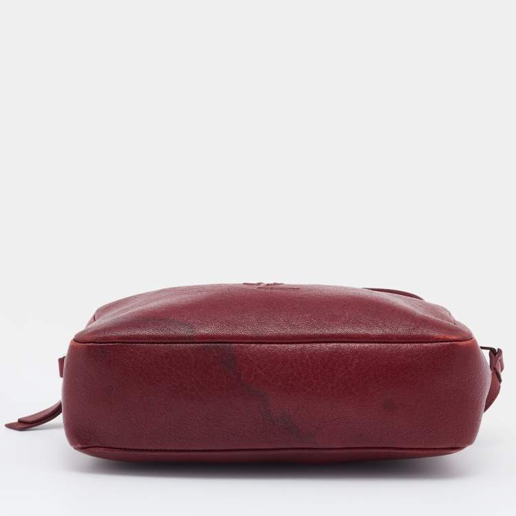 Pre Owned Saint Laurent Red Leather Small Monogram Lou Camera Bag